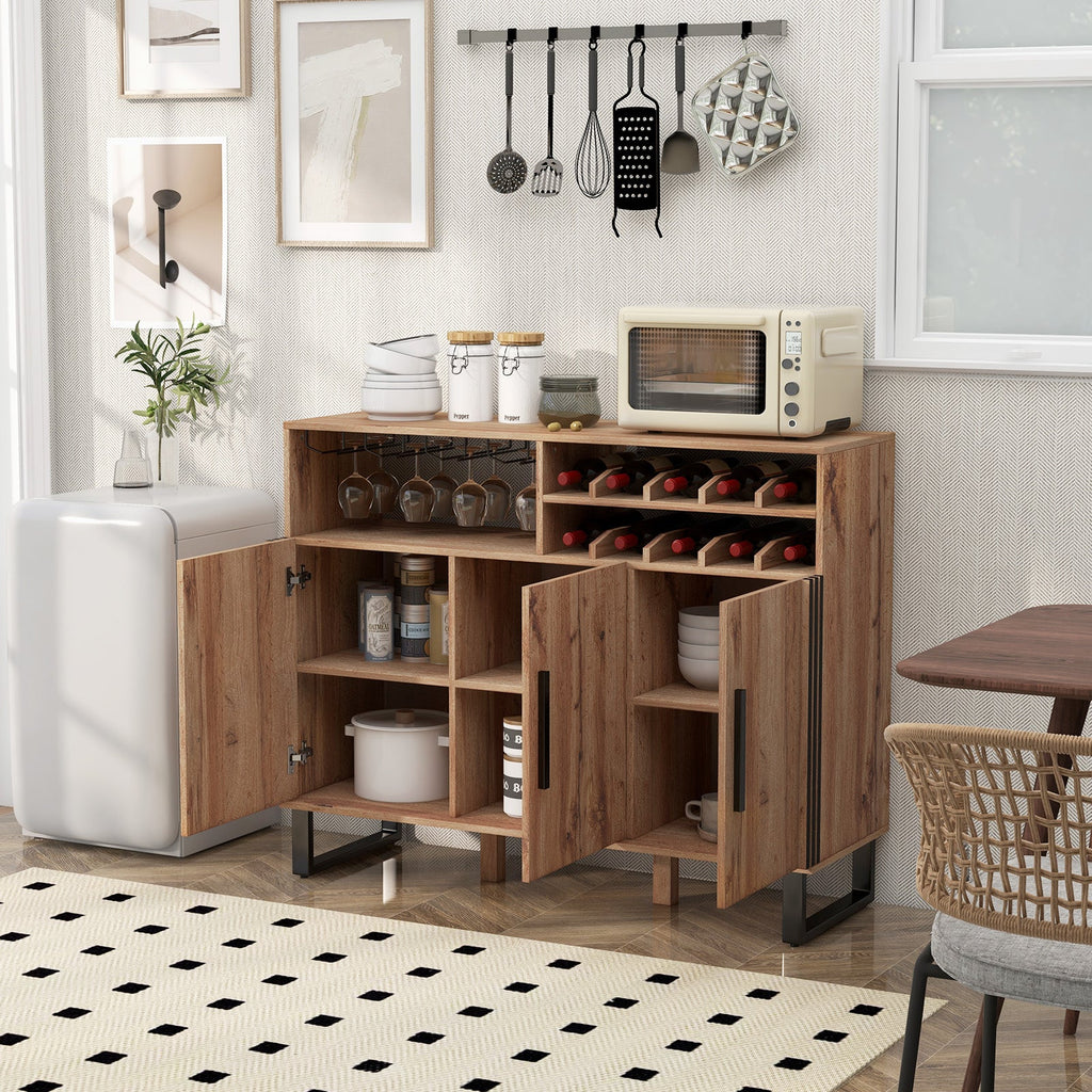 Luxury Modern Bar Cabinet with Wine Rack & Glass Holder Storage