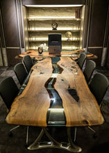 Load image into Gallery viewer, Luxury D-Shaped Walnut &amp; Epoxy Executive Desk