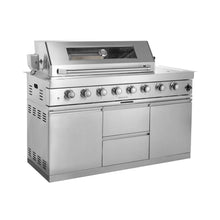 Load image into Gallery viewer, Castelle Flame Montclair 58-Inch 6-Burner 96K BTU Gas Outdoor Liquid Propane Grill Island With Wine Cooler And Rotisserie (SAK31642)
