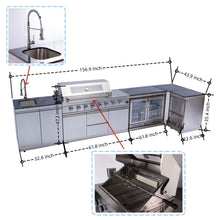 Load image into Gallery viewer, Castelle Flame Montclair 58-Inch 6-Burner 96K BTU Gas Outdoor Liquid Propane Grill Island With Wine Cooler And Rotisserie (SAK31642)