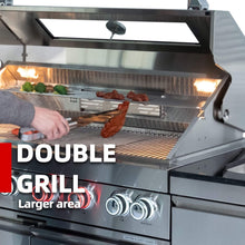 Load image into Gallery viewer, Castelle Flame Montclair 58-Inch 6-Burner 96K BTU Gas Outdoor Liquid Propane Grill Island With Wine Cooler And Rotisserie (SAK31642)
