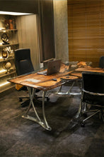 Load image into Gallery viewer, Luxury D-Shaped Walnut &amp; Epoxy Executive Desk