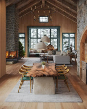 Load image into Gallery viewer, Wabi Sabi Style Luxury Solid Wood Walnut Table with Stone Inspired Legs