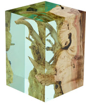 Load image into Gallery viewer, Resin Cube Side Table, Epoxy Wood Stool, Cube Accent Table