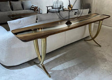 Load image into Gallery viewer, Epoxy Resin Sofa &amp; Console table made of Walnut wood | Ivory Collection