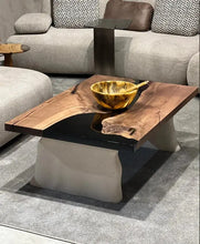 Load image into Gallery viewer, Epoxy-Resin Walnut Coffee Table With Stone Looking Legs