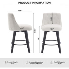 Load image into Gallery viewer, 25-Inch Swivel Counter Height Bar Stools With Tufted Back – Set of 2