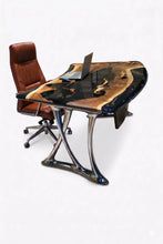 Load image into Gallery viewer, Luxury D-Shaped Walnut &amp; Epoxy Executive Desk