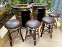 Load image into Gallery viewer, Whiskey &amp; Wine Barrel Double Liquor Cabinet — Door Storage Shelf, 0–8 Stools