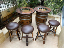 Load image into Gallery viewer, Whiskey &amp; Wine Barrel Double Liquor Cabinet — Door Storage Shelf, 0–8 Stools
