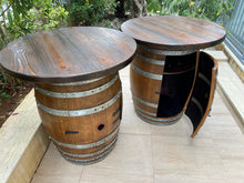 Load image into Gallery viewer, Whiskey &amp; Wine Barrel Double Liquor Cabinet — Door Storage Shelf, 0–8 Stools