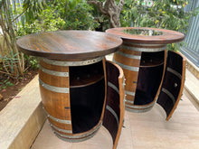 Load image into Gallery viewer, Whiskey &amp; Wine Barrel Double Liquor Cabinet — Door Storage Shelf, 0–8 Stools