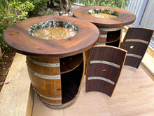 Load image into Gallery viewer, Whiskey &amp; Wine Barrel Double Liquor Cabinet — Door Storage Shelf, 0–8 Stools