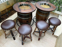 Load image into Gallery viewer, Whiskey &amp; Wine Barrel Double Bar Set — Wood or Glass Top, 0–8 Stools