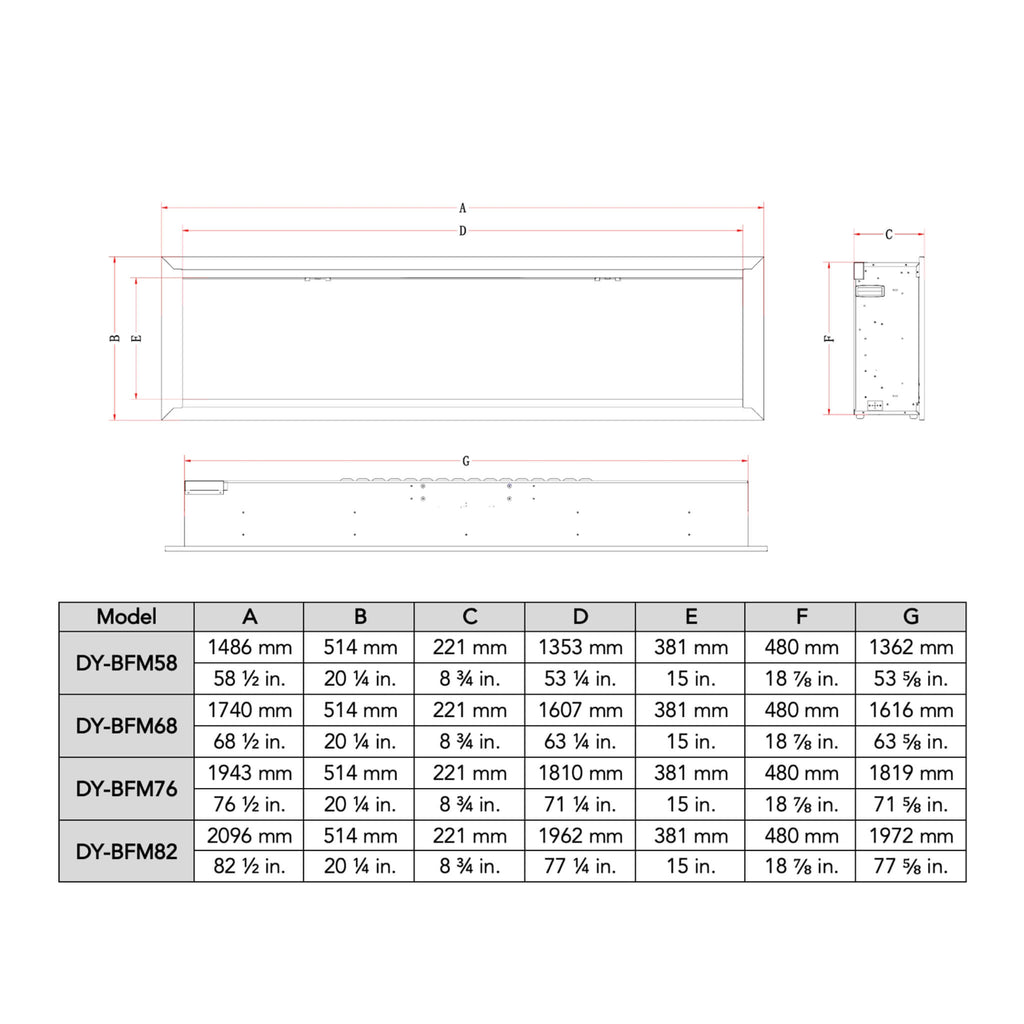 Dynasty Allegro 76” Smart Linear Electric Fireplace