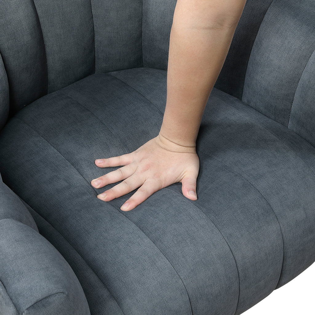 Dark Gray Velvet Swivel Barrel Chair – Luxury Modern 360° Accent Chair