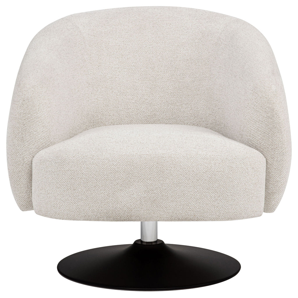 Dave Upholstered Barrel Back Swivel Club Chair – Beige