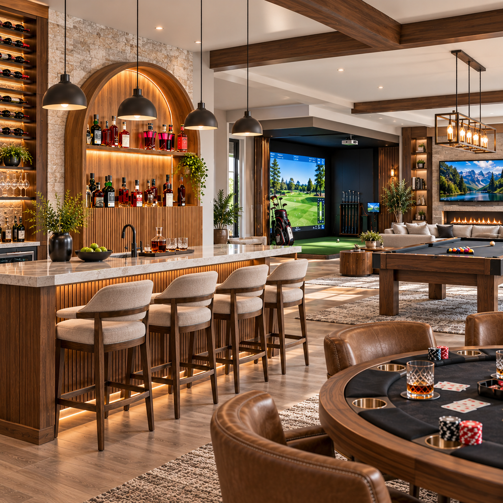 60-Inch Solid Wood Back Bar with LED Lighting