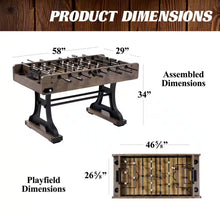 Load image into Gallery viewer, 58 In. Coventry Foosball Table, Durable Metal Legs and Stylish Design with Tabletop Sports Soccer Balls