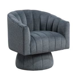 Dark Gray Velvet Swivel Barrel Chair – Luxury Modern 360° Accent Chair