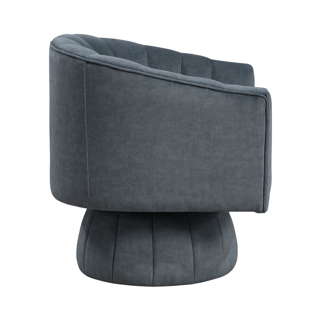 Dark Gray Velvet Swivel Barrel Chair – Luxury Modern 360° Accent Chair