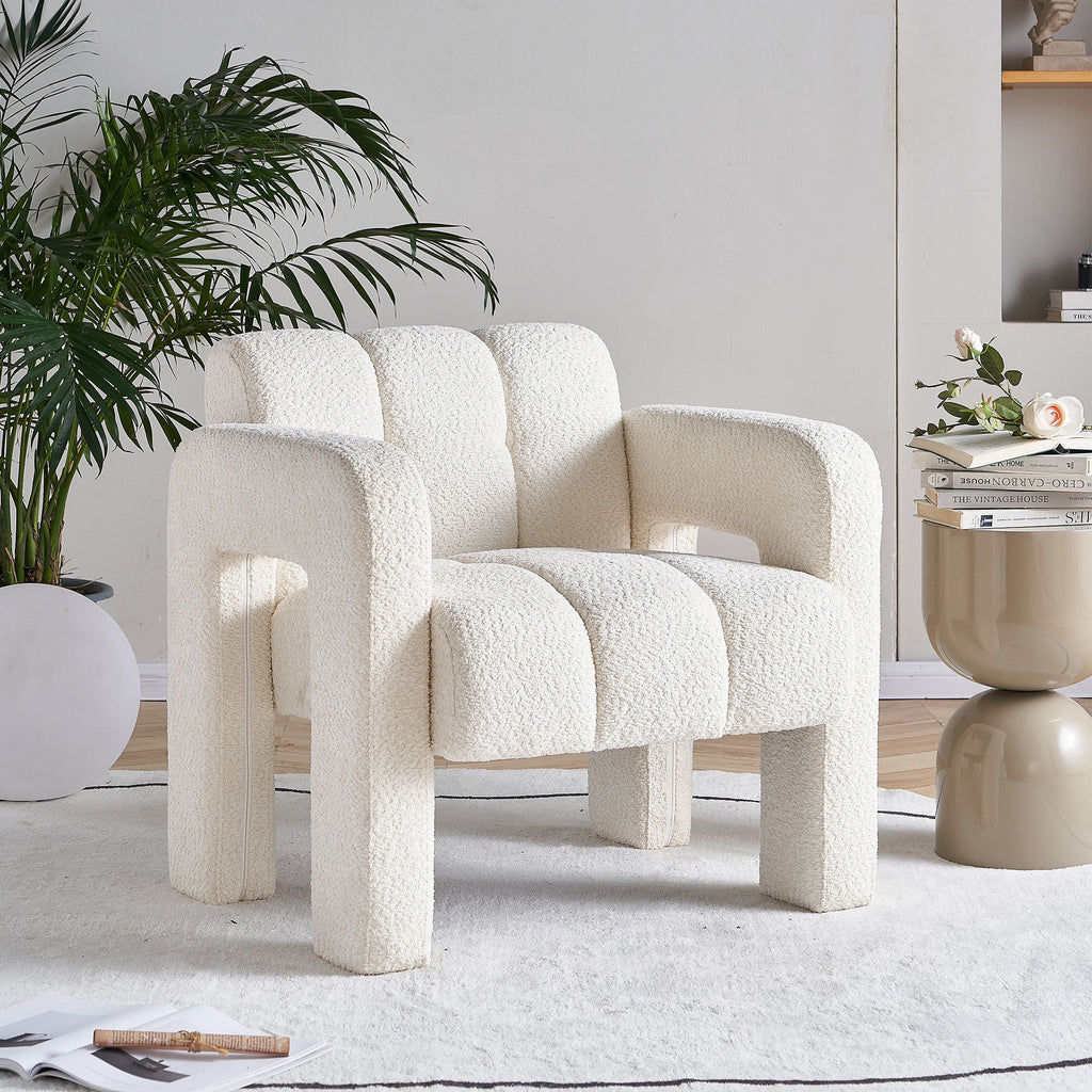 Luxury Bouclé Accent Chair | Modern ManCave Lounge Seating