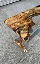Load image into Gallery viewer, Resin Live Edge Console Table Made of Linden Wood - Foyer Table- Entryway Table