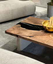 Load image into Gallery viewer, Epoxy-Resin Walnut Coffee Table With Stone Looking Legs