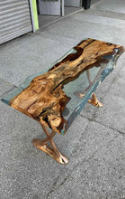 Load image into Gallery viewer, Resin Live Edge Console Table Made of Linden Wood - Foyer Table- Entryway Table