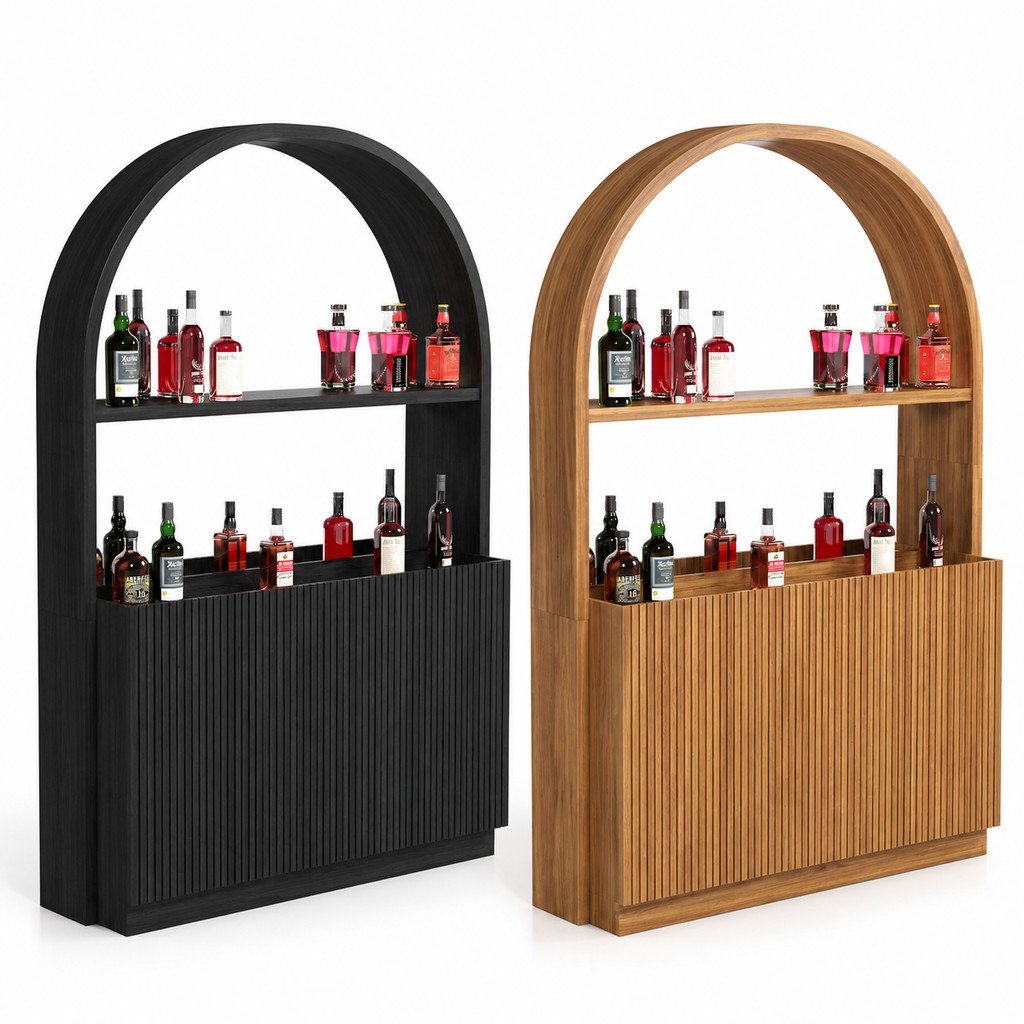 60-Inch Solid Wood Back Bar with LED Lighting