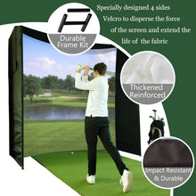 Load image into Gallery viewer, DIY Golf Simulator Impact Screen Frame Enclosure Kit Set, Use with Simulators, Durable Fabric with Velcro, Reinforced Black Border, 9.8'X9.8'X4.9'