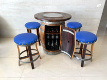 Load image into Gallery viewer, Whiskey &amp; Wine Barrel Pub Set — Limited Colorways, Glass Top, Cabinet Storage