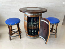 Load image into Gallery viewer, Whiskey &amp; Wine Barrel Pub Set — Limited Colorways, Glass Top, Cabinet Storage