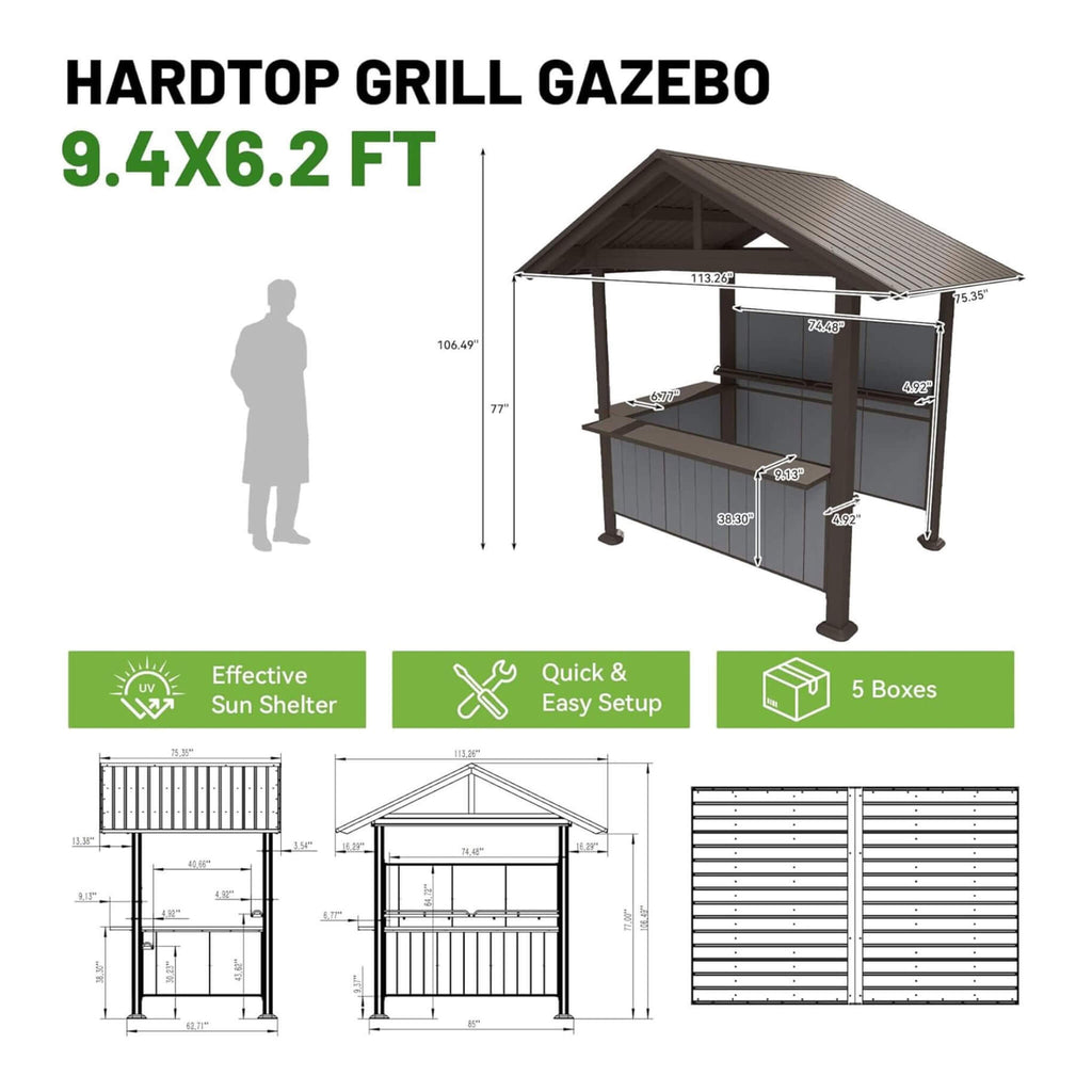 Alora Heavy-Duty Gable Roof Hardtop Grill Gazebo