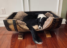 Load image into Gallery viewer, Whiskey Barrel Dog Bed- Josie approved!