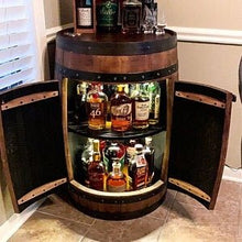 Load image into Gallery viewer, Bourbon Barrel Cabinet made from a real Buffalo Trace barrel
