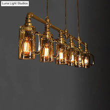 Load image into Gallery viewer, 6-Light Industrial Gold Glass Ceiling Chandelier – 49” Modern Linear Fixture