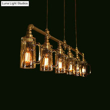 Load image into Gallery viewer, 6-Light Industrial Gold Glass Ceiling Chandelier – 49” Modern Linear Fixture