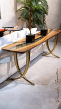 Load image into Gallery viewer, Epoxy Resin Sofa &amp; Console table made of Walnut wood | Ivory Collection