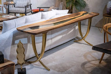 Load image into Gallery viewer, Epoxy Resin Sofa &amp; Console table made of Walnut wood | Ivory Collection