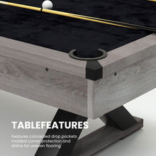 Load image into Gallery viewer, 84-Inch Rustic Gray Pool Table with X-Legs &amp; Accessories