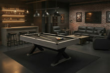 Load image into Gallery viewer, 84-Inch Rustic Gray Pool Table – X-Leg Design