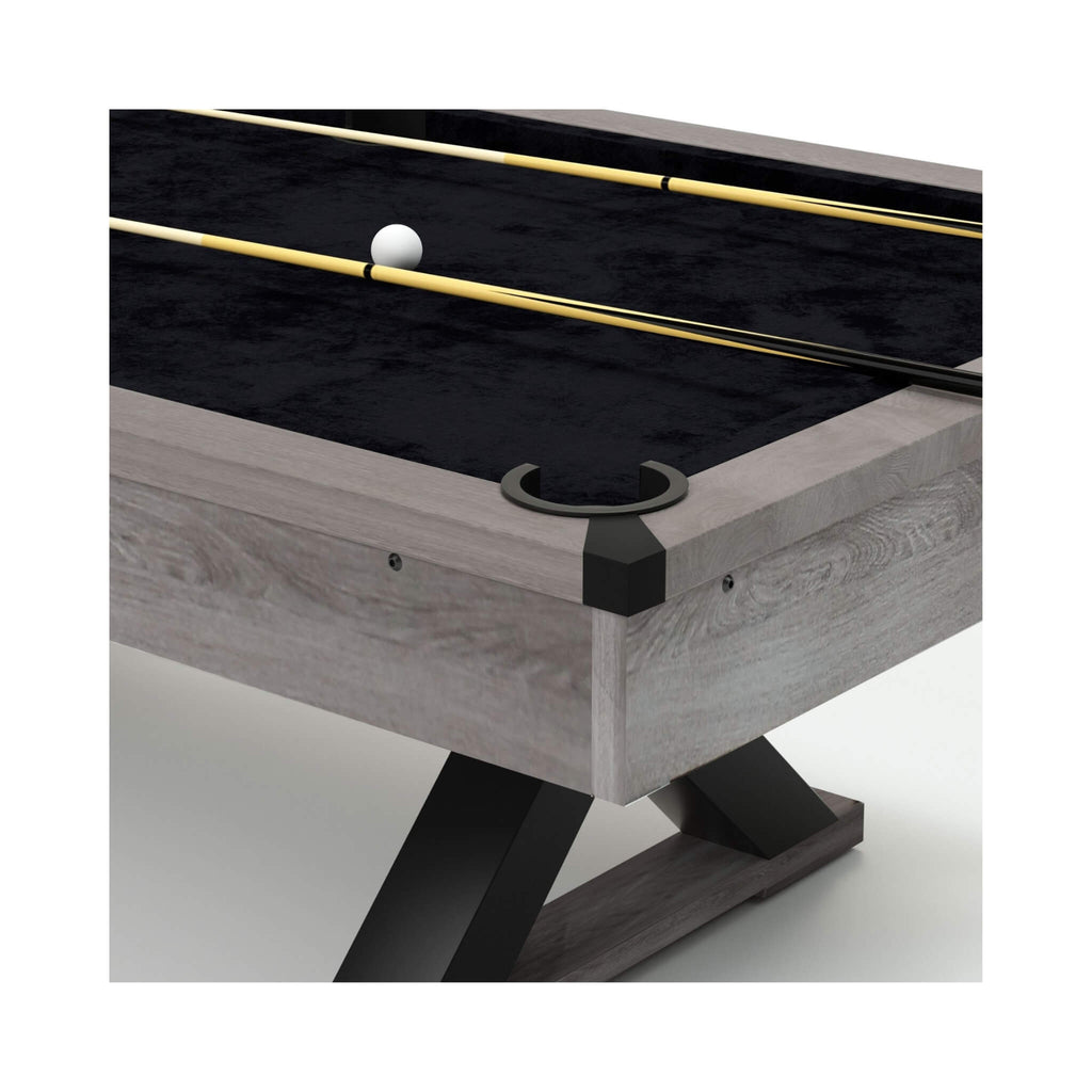 84-Inch Rustic Gray Pool Table – X-Leg Design
