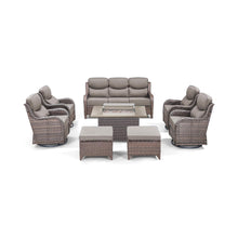 Load image into Gallery viewer, Luxury 8-Piece Outdoor Wicker Patio Furniture Set with Fire Pit Table