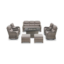 Load image into Gallery viewer, Luxury 8-Piece Outdoor Wicker Patio Furniture Set with Fire Pit Table
