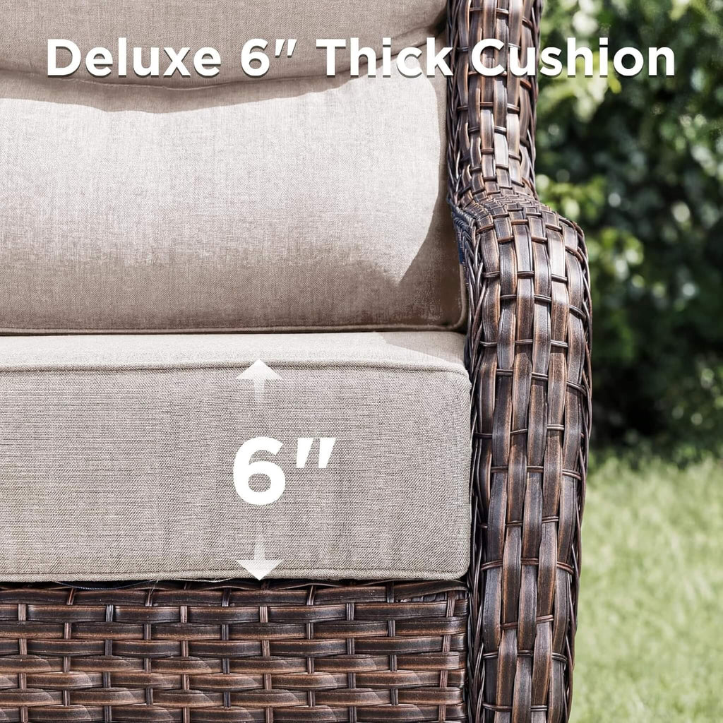 Luxury 8-Piece Outdoor Wicker Patio Furniture Set with Fire Pit Table