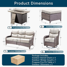 Load image into Gallery viewer, Luxury 8-Piece Outdoor Wicker Patio Furniture Set with Fire Pit Table