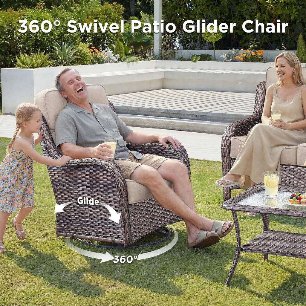 Luxury 8-Piece Outdoor Wicker Patio Furniture Set with Fire Pit Table