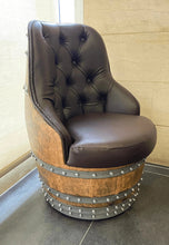 Load image into Gallery viewer, Luxury Whiskey &amp; Wine Barrel Captain Chair with Hidden Safe (October Pre-Order)