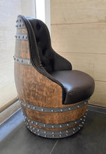 Load image into Gallery viewer, Luxury Whiskey &amp; Wine Barrel Captain Chair with Hidden Safe (October Pre-Order)